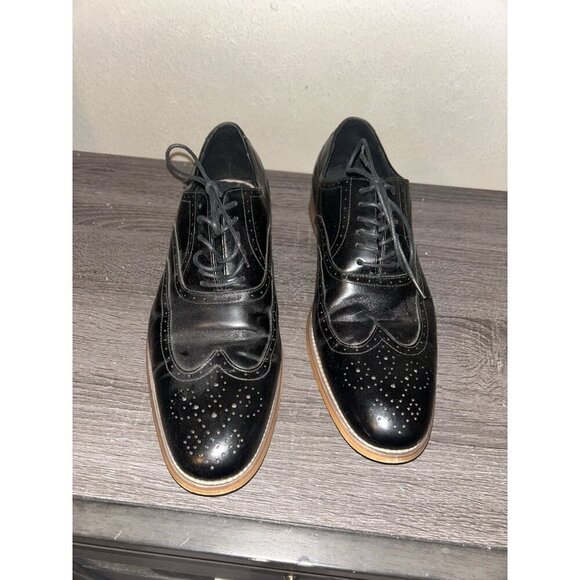 Stacy Adams Black Dunbar Wingtip Oxford Leather Lace Up Dress Shoes Size 13 M - Picture 4 of 8